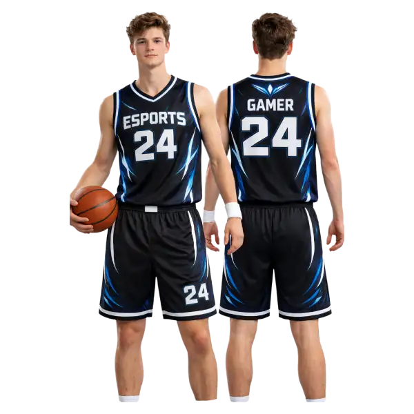 Navy blue and orange basketball jersey custom team — product image 1