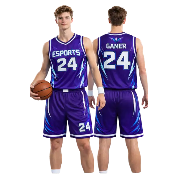 Navy blue and orange basketball jersey custom team — product image 2